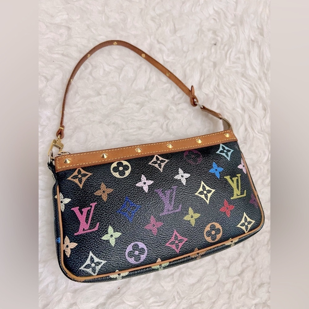Louis Vuitton Black Clutch with Leather Trim